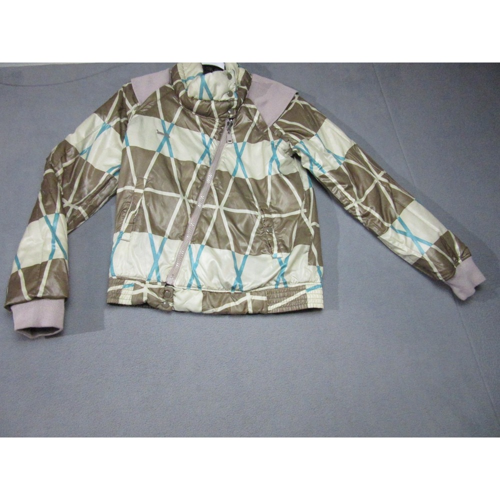 Diesel Jacket Womens Small Brown Geometric Reversible Puffer Removable Sleeves